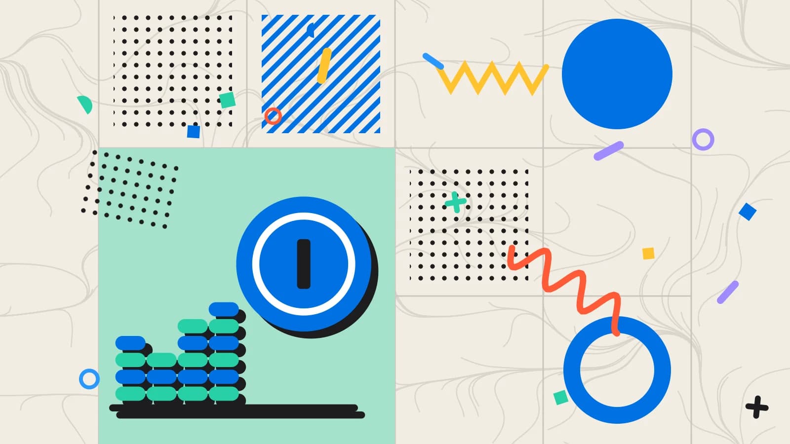 Illustration for average spend per head: stacked coins beside a large coin, in mint and blue on cream.